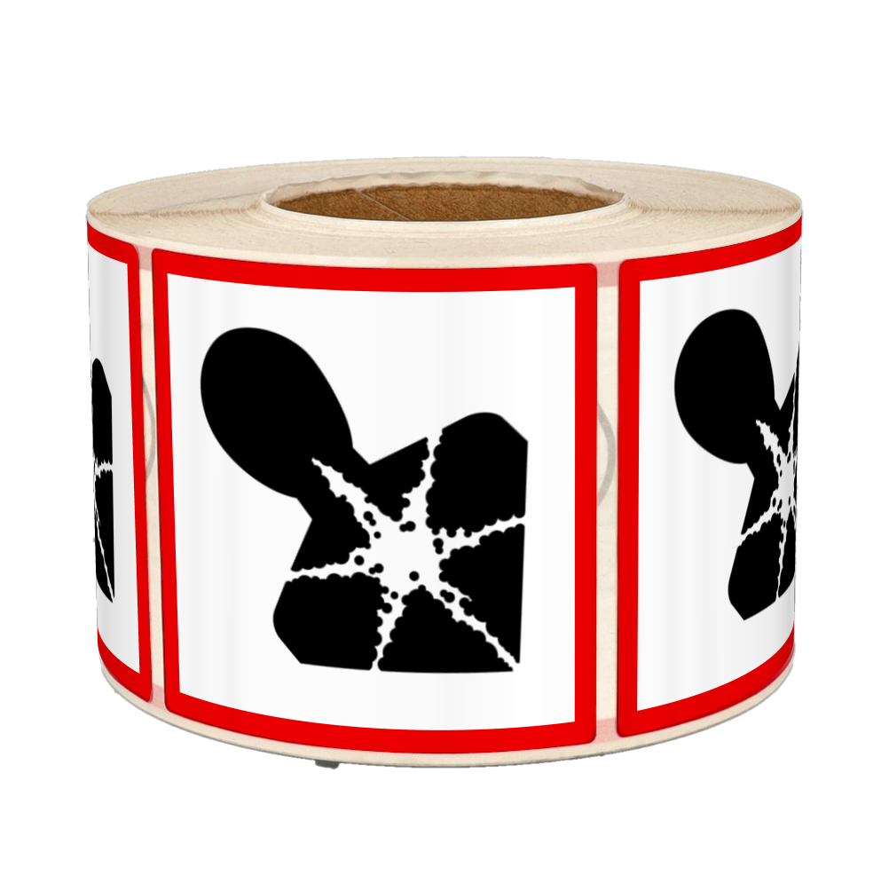 GHS Health Damage Labels, 100mm x 100mm, 1000 etiketten, kern 76mm