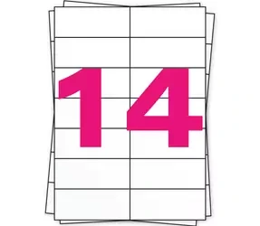 Tres papeles A4 apilados, el de arriba con un '14' rosa