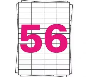 Tres papeles A4 apilados, el de arriba con un '56' rosa
