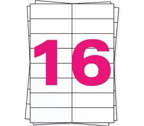 Tres papeles A4 apilados, el de arriba con un '16' rosa