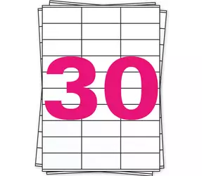 Tres papeles A4 apilados, el de arriba con un '30' rosa