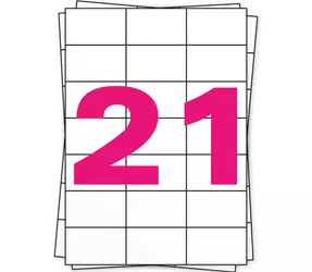 Tres papeles A4 apilados, el de arriba con un '21' rosa