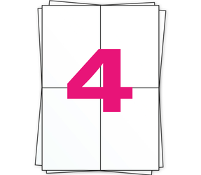 Product A4 stickervellen, 4 per vel, wit, permanent, 105mm x 148mm Afbeelding