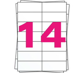Product A4 stickervellen, 14 per vel, wit, permanent, 105mm x 42mm Afbeelding