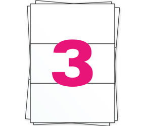 Prodotto Fogli adesivi A4, 3 adesivi per foglio, bianco, 98.5mm x 210mm, 1000 etichette per pacco Immagine