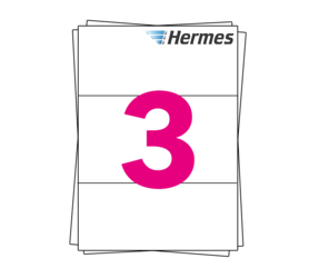 Produkt Hermes Etiket auf A4 Stickerbögen, 3 pro Bogen, 98.5mm x 210mm Foto