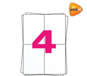 Product PostNL Etiket op A4 stickervellen, 4 per vel, wit, permanent, 105mm x 148mm Afbeelding