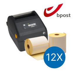 Produit Lot d’initiation Bpost : Zebra imprimante ZD421D ethernet + 12 rouleaux d’étiquettes Zebra compatibles 102mm x 150mm Image