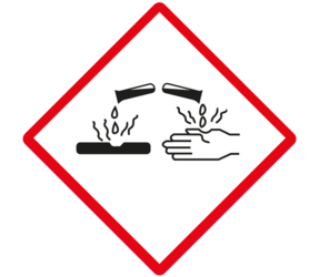 GHS Ätzend, 100mm x 100mm, 1000 Etiketten, Hülse 76mm