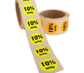 Product 10% Kortingsstickers, Fluor Geel, 500 Stickers Afbeelding