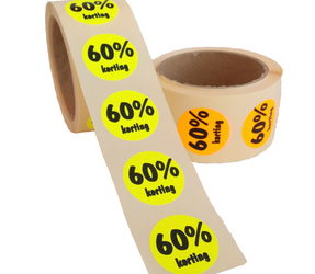 Product 60% Kortingsstickers, Fluor Geel, 500 Stickers Afbeelding