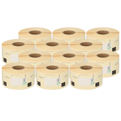 Brother DK-11208 compatible labels, 38mm x 90mm, 400 etiketten, wit, permanent