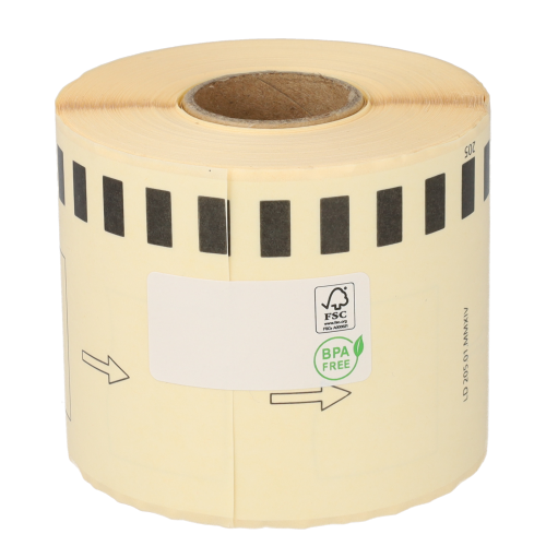 Product Brother DK-44205 compatible labels, 62mm x 30.48m, blanco, verwijderbaar Afbeelding