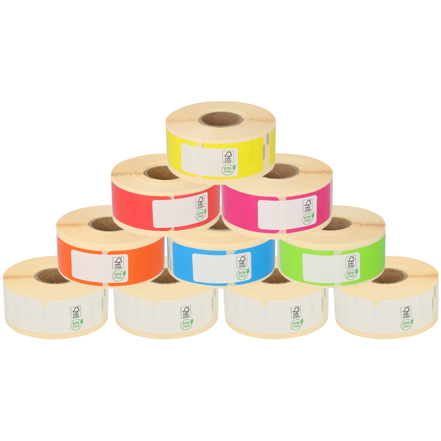 Product Dymo 11352 regenboogpakket, 6 kleuren + 4 witte compatible rollen Afbeelding