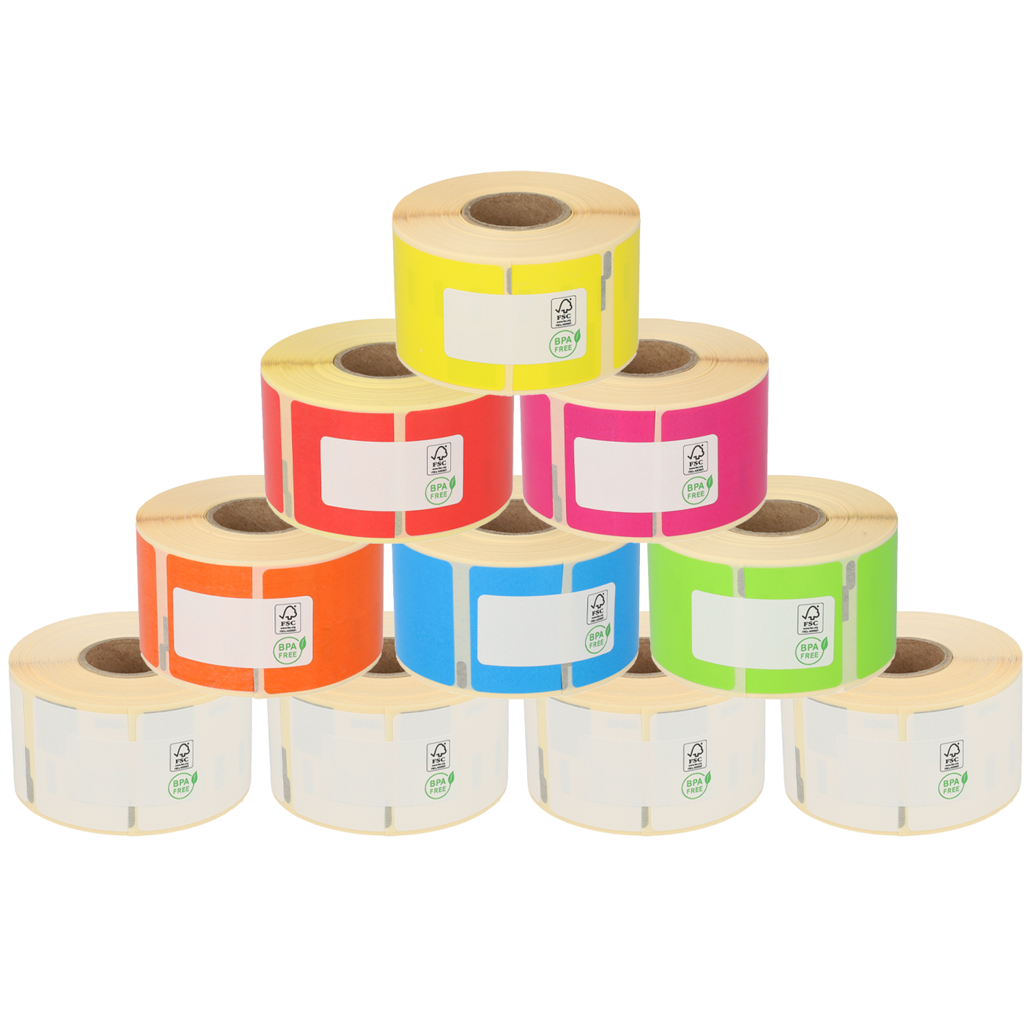 Product Dymo 99012 regenboogpakket, 6 kleuren + 4 witte compatible rollen Afbeelding