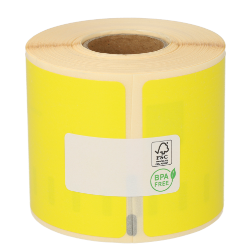 Product Seiko SLP-SRL compatible labels, 54mm x 101mm, 220 etiketten, geel, permanent Afbeelding