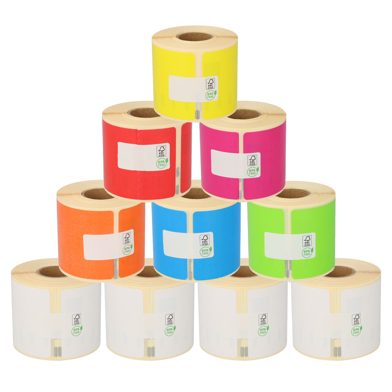 Product Dymo 99014 regenboogpakket, 6 kleuren + 4 witte compatible rollen Afbeelding