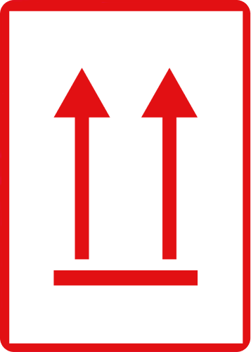 MT2 This side up label red, 74mm x 105mm, 1.000 etiketten, permanent