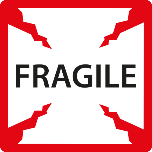 “fragile', 101,6mm x 101,6mm, 100 Etiketten, permanent