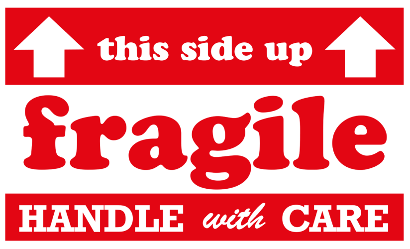 Etiket Fragile, 127mm x 76,2mm, 200 etiketten, permanente lijm