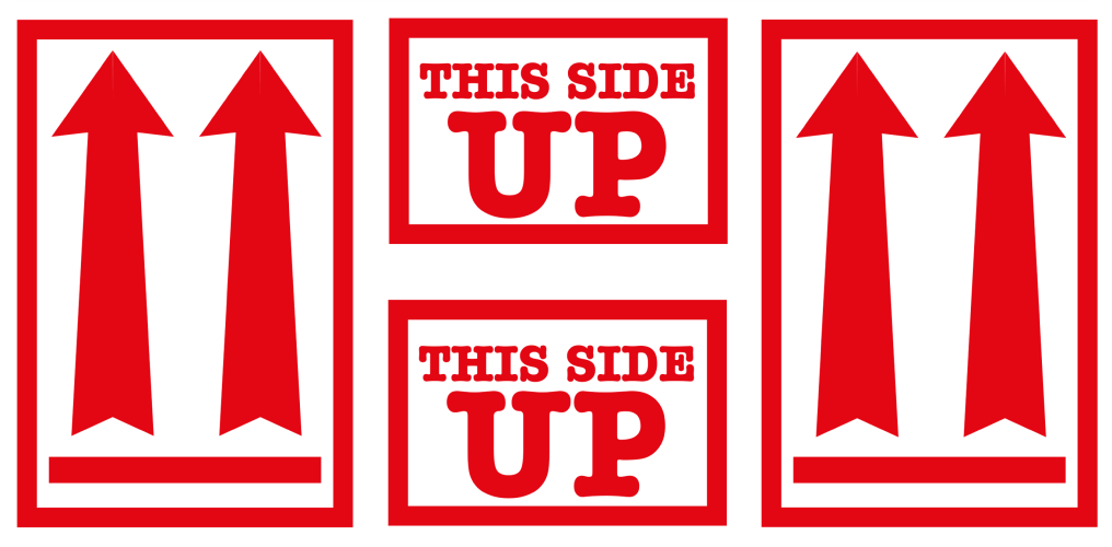 This side up label, 111,2mm x 228,6mm, 100 etiketten, permanent