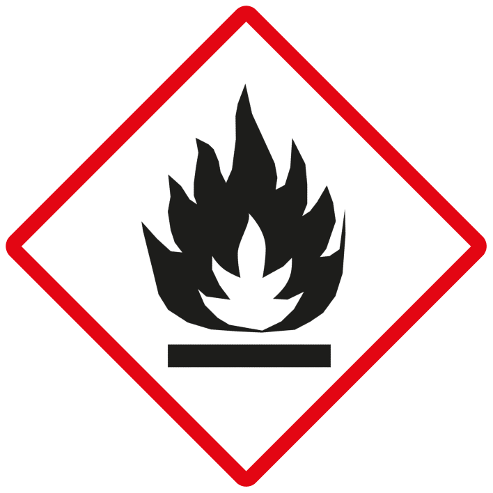 GHS flammable labels, 100mm x 100mm, 1000 labels, core 76mm