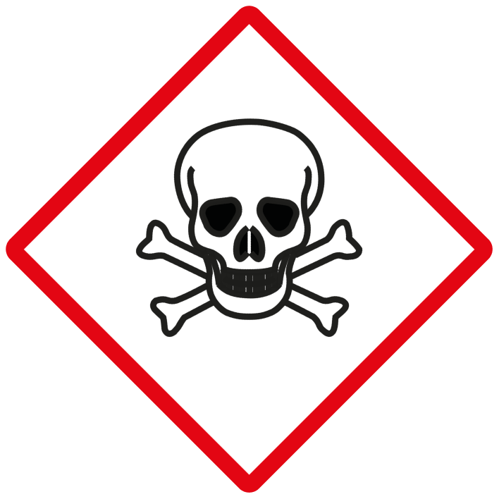 GHS Toxic Labels, 100mm x 100mm, 1000 etiketten, kern 76mm