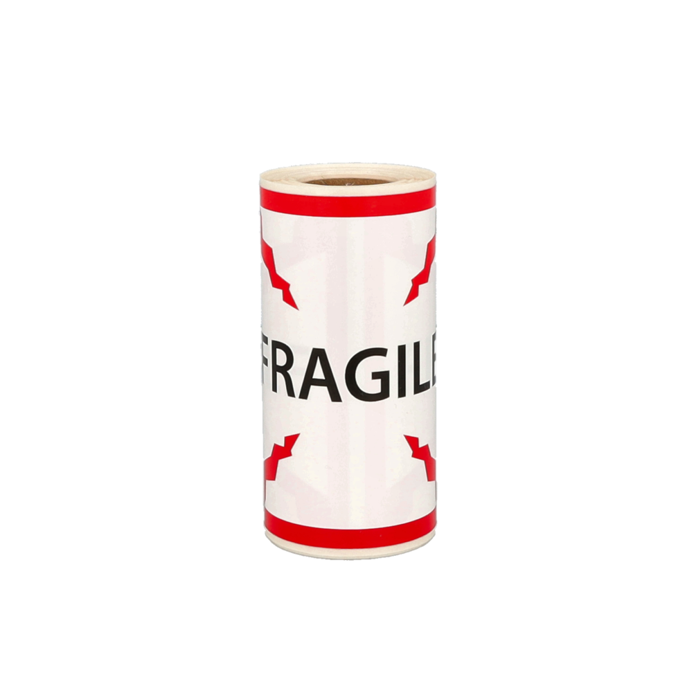 Produit Étiquettes d’expédition avec avertissement, fragile, 101,6mm x 101,6mm, 100 étiquettes, permanent Image