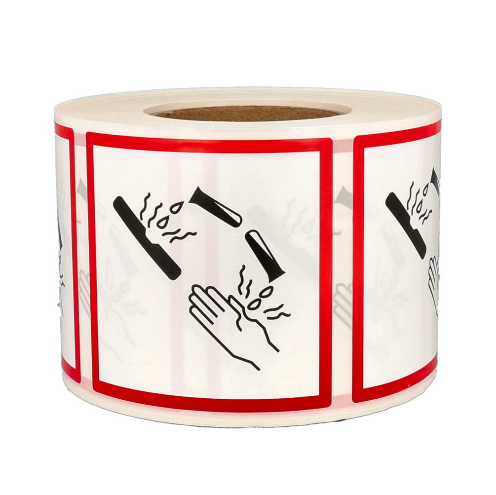 Product GHS Corrosive Labels, 100mm x 100mm, 1000 etiketten, kern 76mm Afbeelding