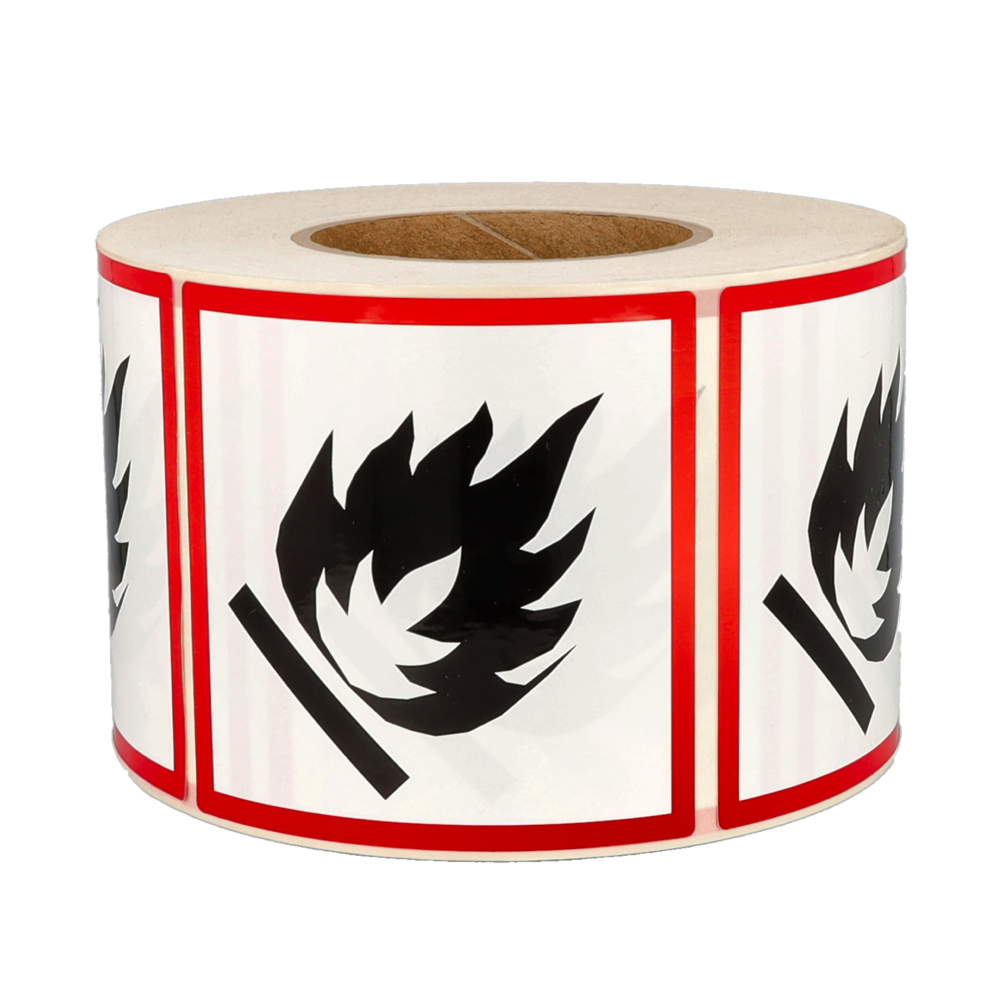 Product GHS Flammable Labels, 100mm x 100mm, 1000 etiketten, kern 76mm Afbeelding