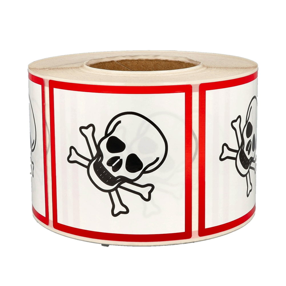 Product GHS Toxic Labels, 100mm x 100mm, 1000 etiketten, kern 76mm Afbeelding