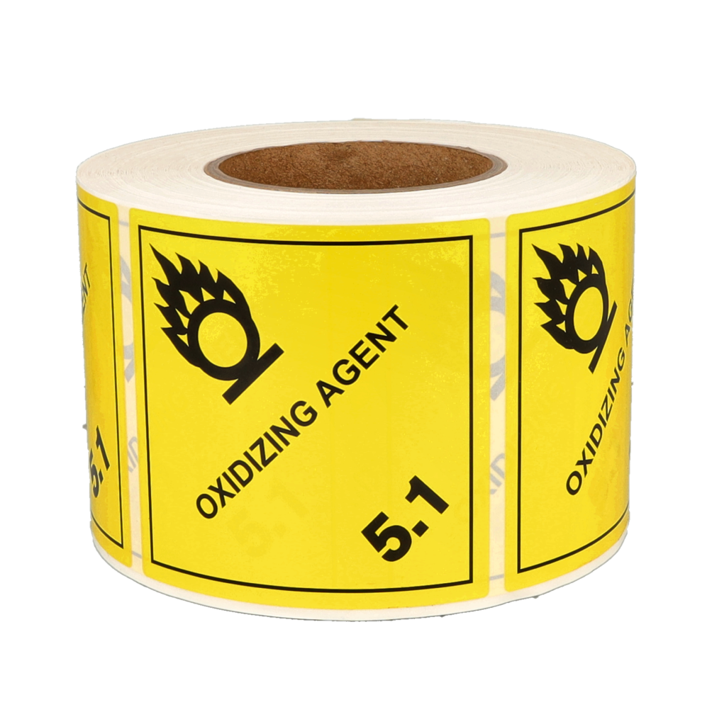 Product IMO 5.1 Oxidizing agent label, 100mm x 100mm, 1.000 etiketten, core 76mm Afbeelding