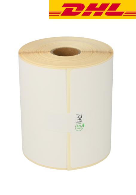Producto Zebra etiquetas compatibles de envio DHL, 102mm x 150mm, 300 etiquetas, 25mm núcleo, blanco, permanente Imagen