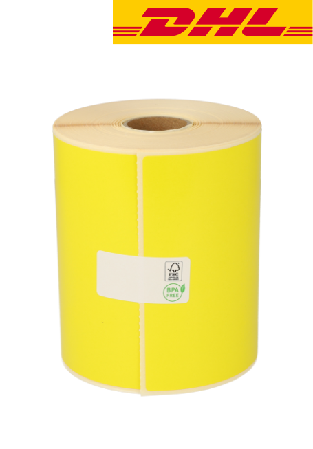 Product Zebra compatible labels, 102mm x 210mm, 195 etiketten, 25mm kern, geel, permanent Afbeelding