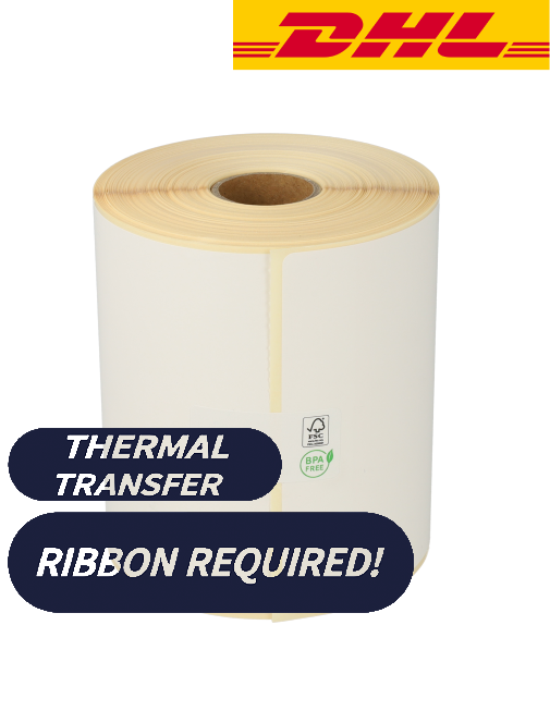 Producto TTR Zebra DHL (800294-605) etiqueta de envio compatibles, 102mm x 152mm, 300 etiquetas, 25mm núcleo Imagen