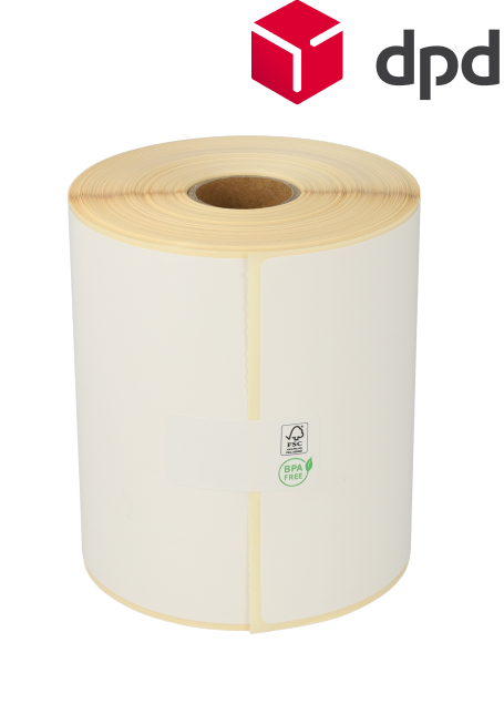 Produkt Zebra kompatible DPD Etiketten, 102mm x 150mm, 300 Etiketten, 25mm Hülse, weiß, permanent Foto