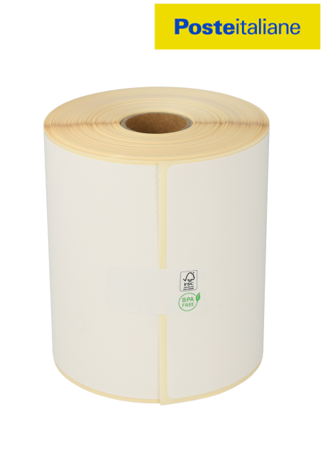 Prodotto Etichette per spedizioni Posteitaliane, 102mm x 150mm, ECO, 300 etichette, diametro 25mm, bianco, permanente Immagine