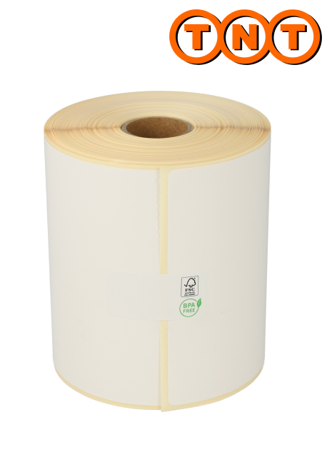 Prodotto Etichette compatibili Zebra TNT (etichette per spedizioni), 102mm x 150mm, 300 etichette, diametro 25mm, bianco, permanente Immagine