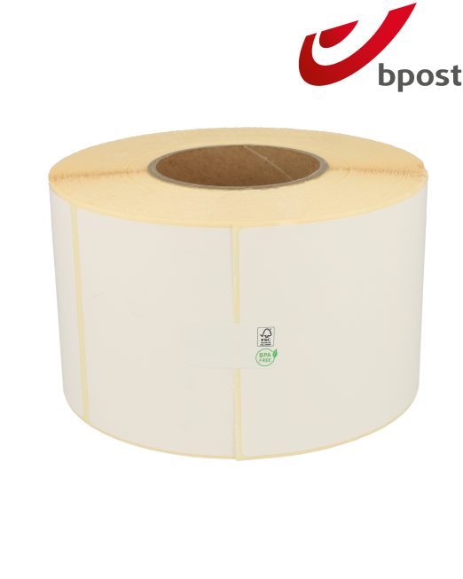Product Zebra compatible Bpost verzendetiketten, 102mm x 150mm, 900 etiketten, 76mm kern, wit, permanent Afbeelding
