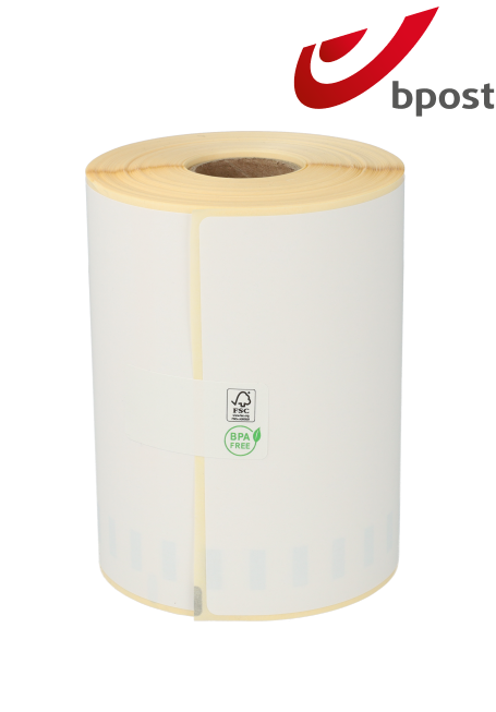 Product Dymo S0904980 compatible labels Bpost, 104mm x 159mm, 220 etiketten, blanco, permanent Afbeelding