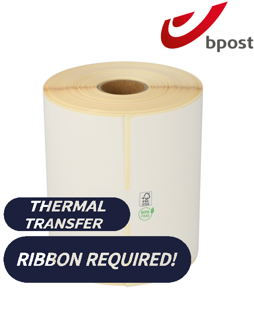 Product TTR Zebra Bpost (800294-605) compatible verzendlabel, 102mm x 152mm, 300 etiketten, 25mm kern Afbeelding